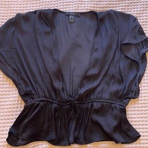 Forever21 satin tie front top - size S